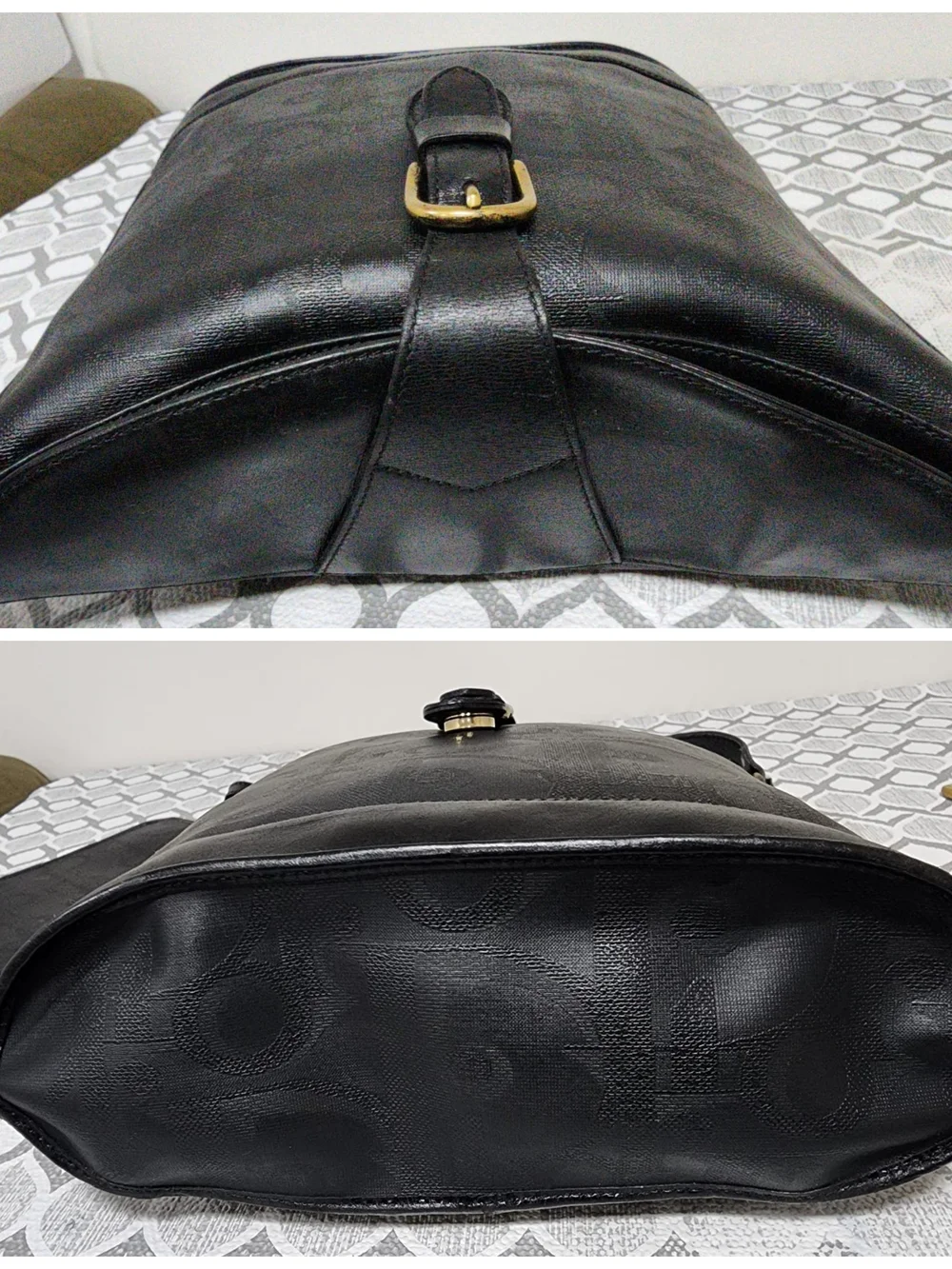 Christian Dior Embossed Trotter Leather Bucket Bag with Pochette